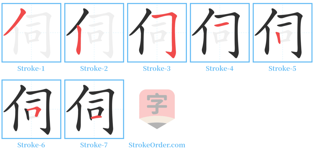 伺 Stroke Order Diagrams