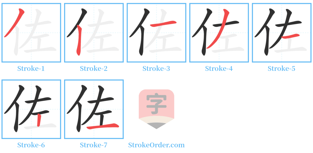 佐 Stroke Order Diagrams