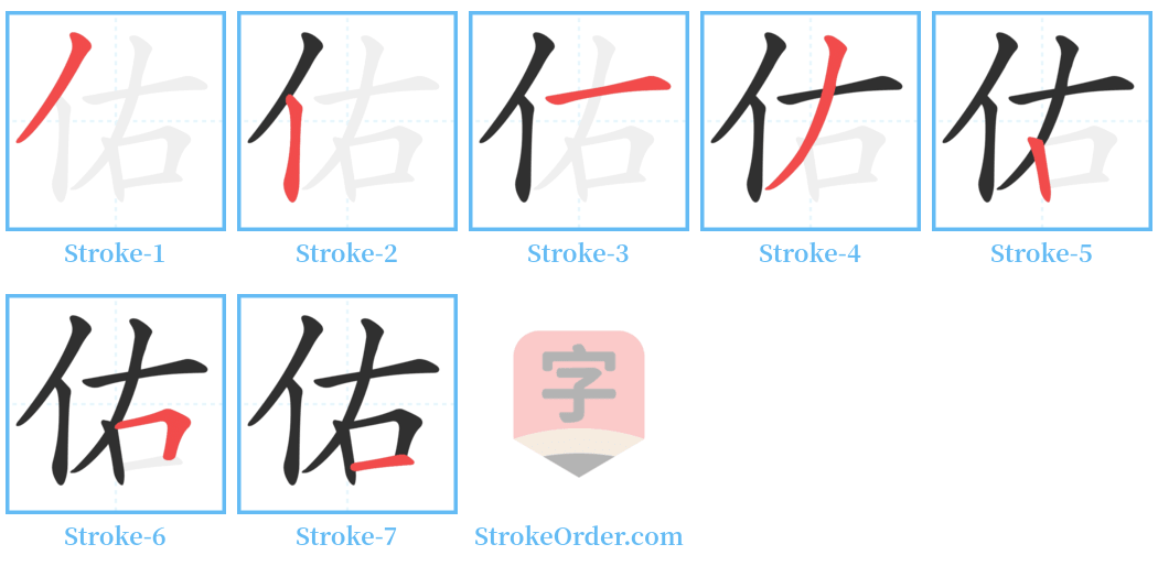 佑 Stroke Order Diagrams