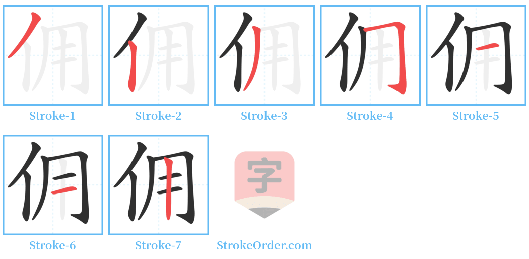 佣 Stroke Order Diagrams