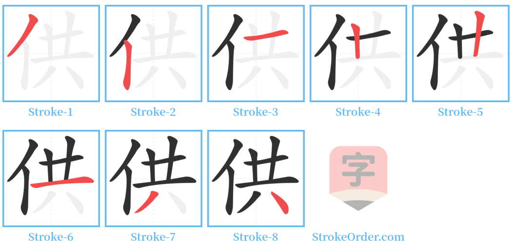 供 Stroke Order Diagrams