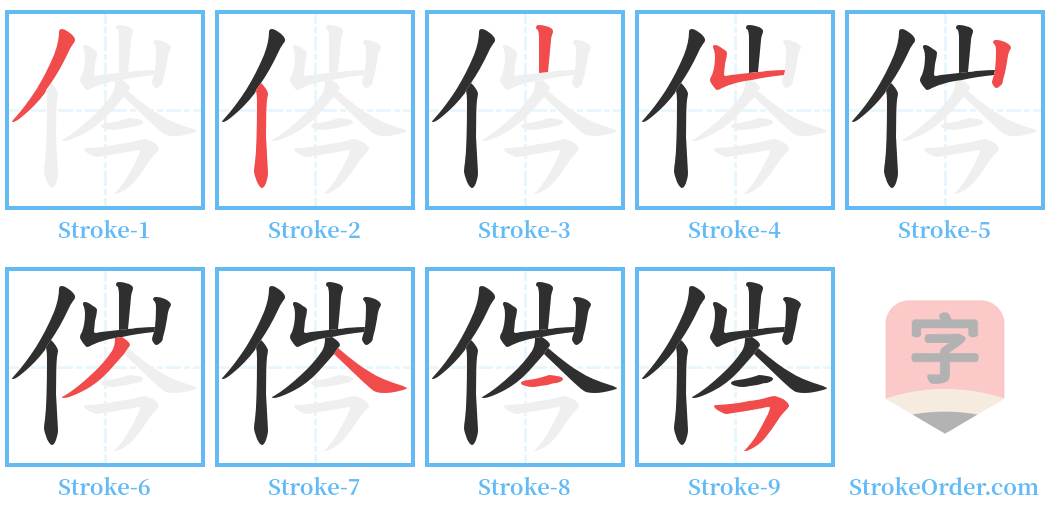 侺 Stroke Order Diagrams