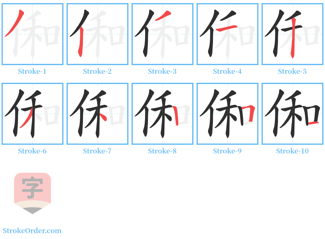 俰 Stroke Order Diagrams