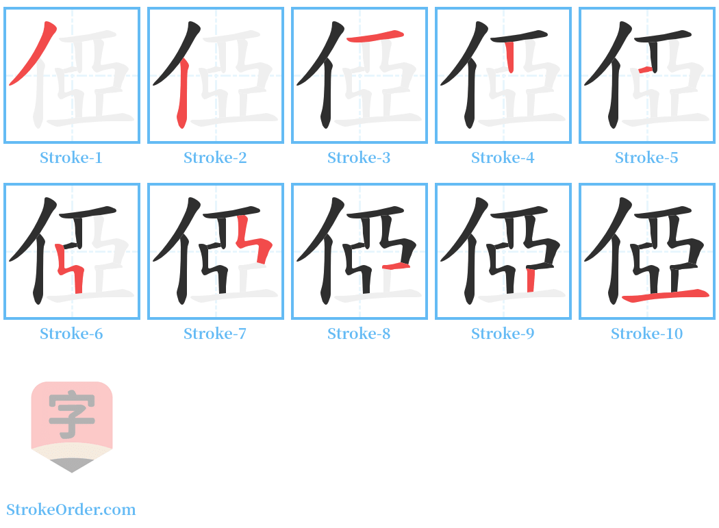 俹 Stroke Order Diagrams