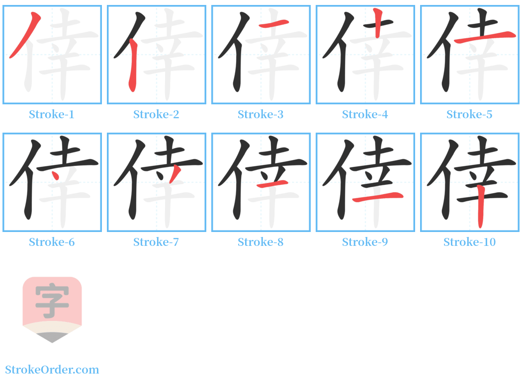 倖 Stroke Order Diagrams