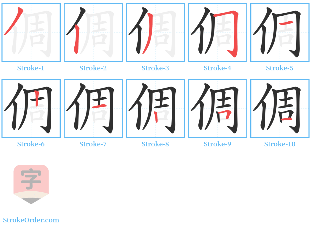 倜 Stroke Order Diagrams