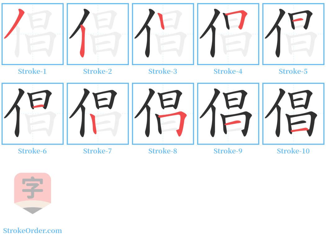 倡 Stroke Order Diagrams