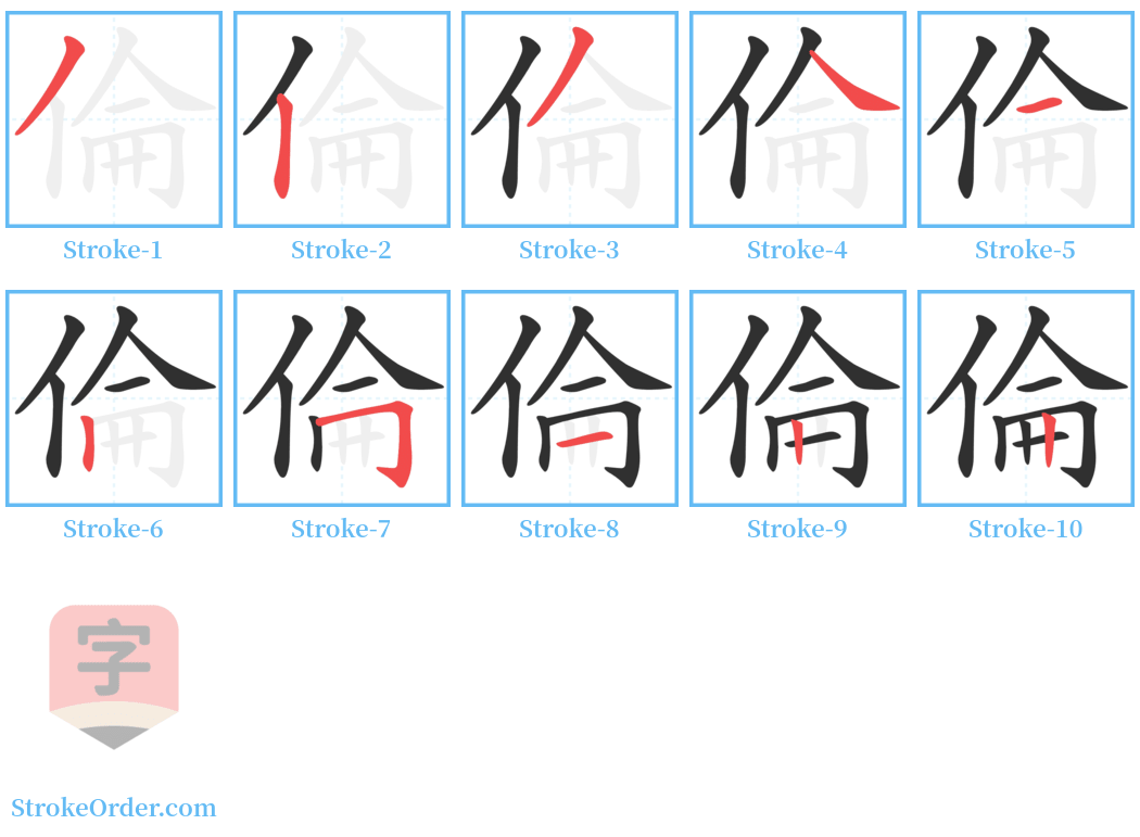 倫 Stroke Order Diagrams