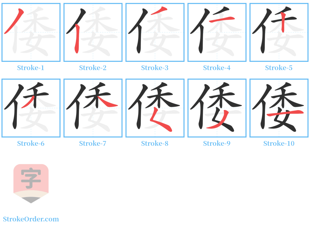 倭 Stroke Order Diagrams