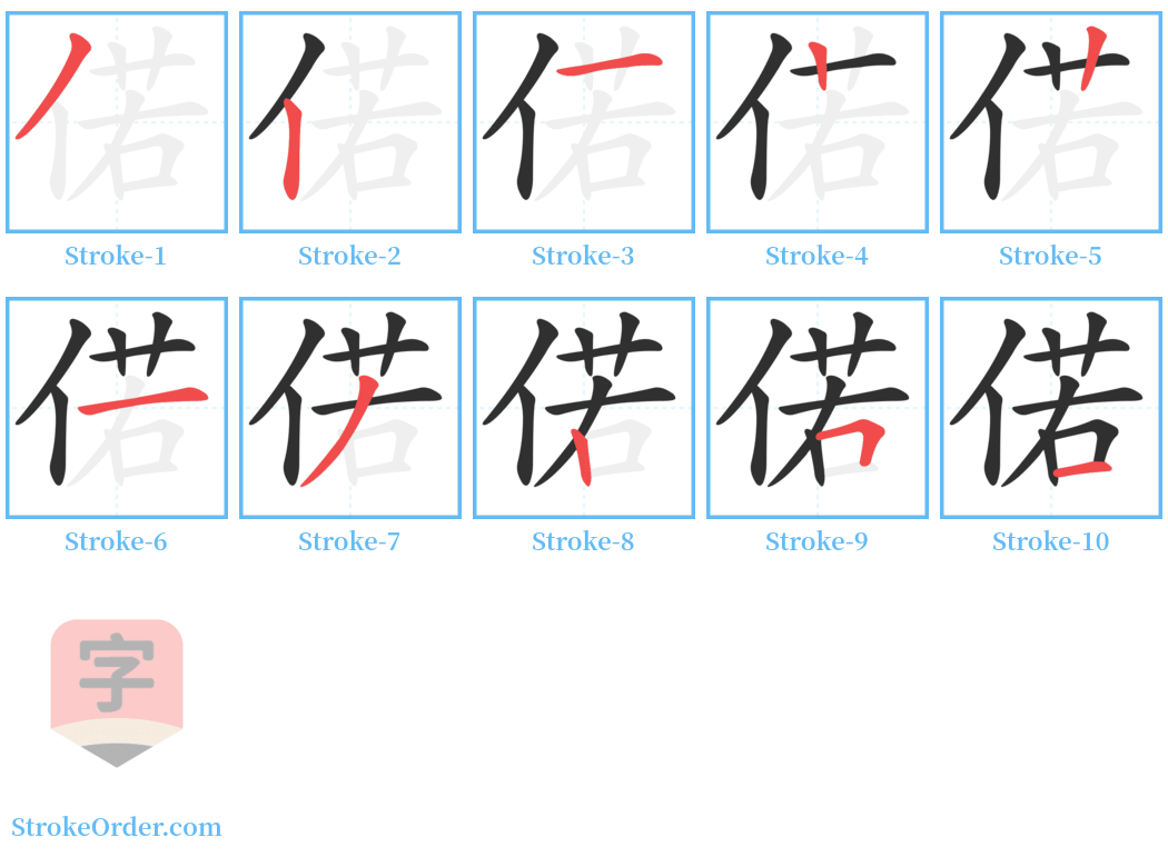 偌 Stroke Order Diagrams