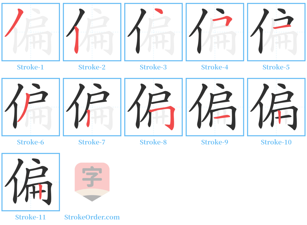 偏 Stroke Order Diagrams