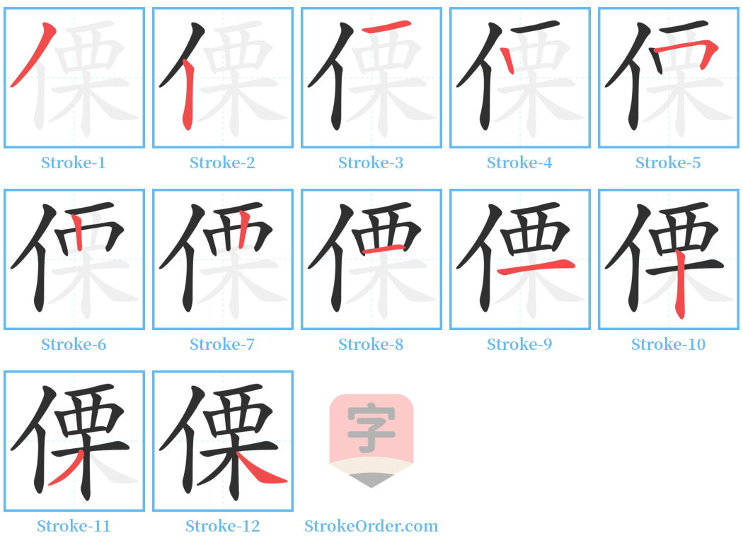 傈 Stroke Order Diagrams