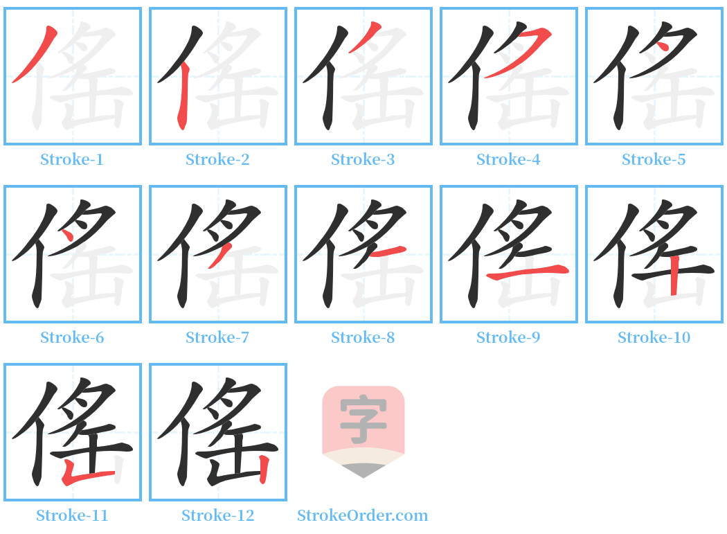 傜 Stroke Order Diagrams