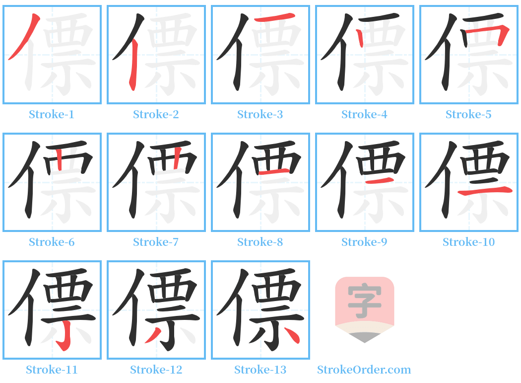 僄 Stroke Order Diagrams