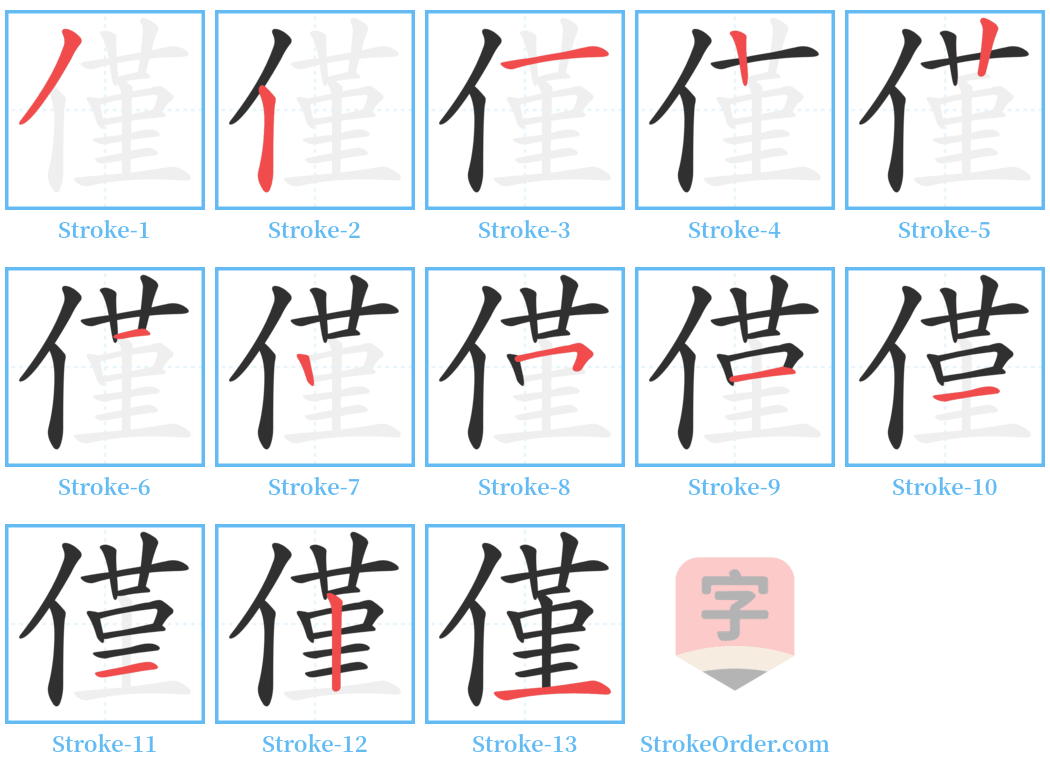 僅 Stroke Order Diagrams