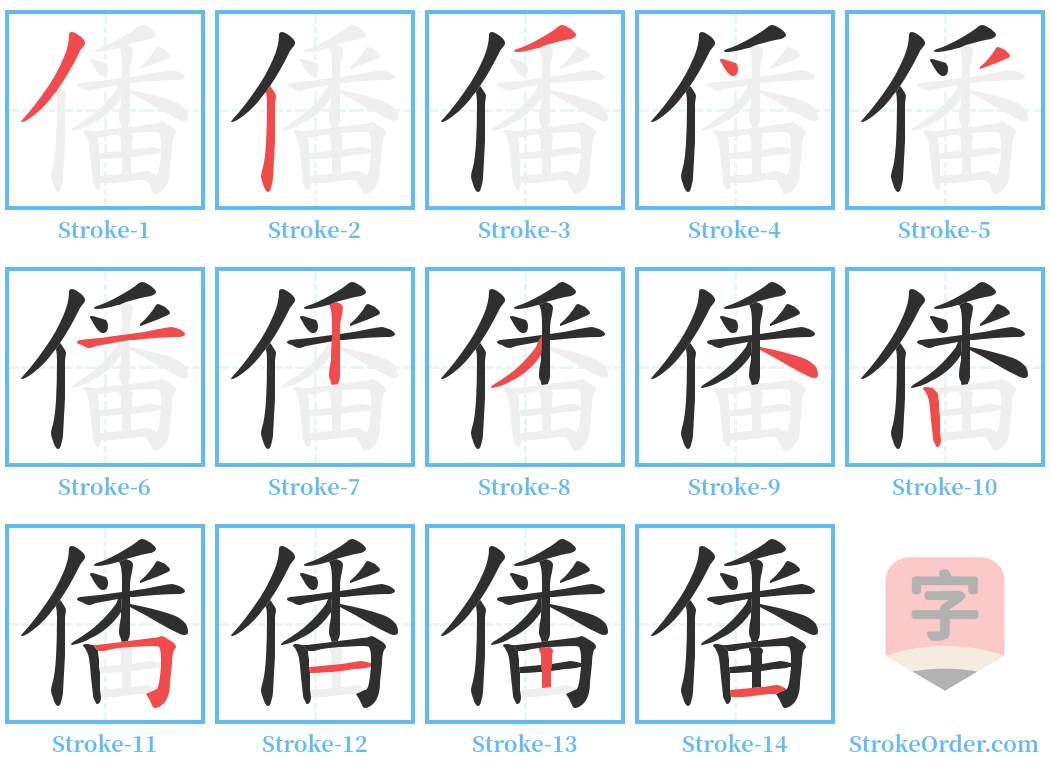 僠 Stroke Order Diagrams