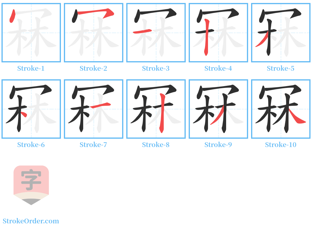 冧 Stroke Order Diagrams