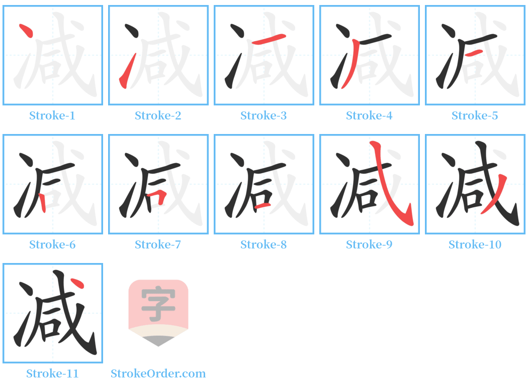 减 Stroke Order Diagrams