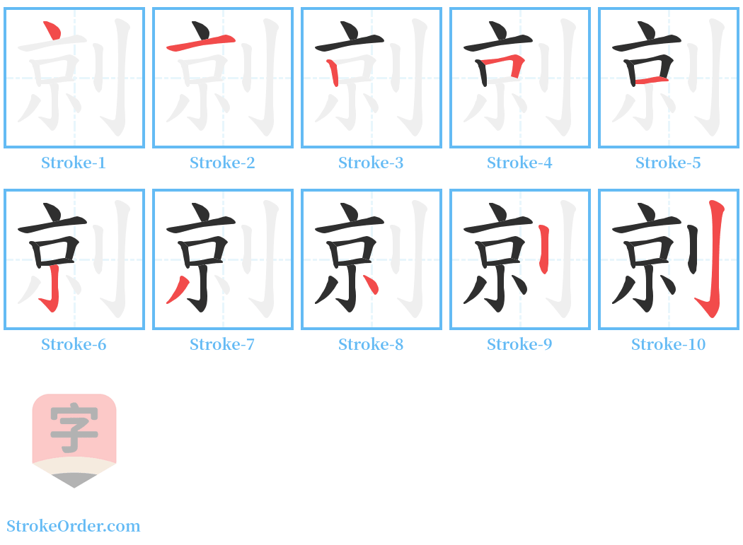 剠 Stroke Order Diagrams