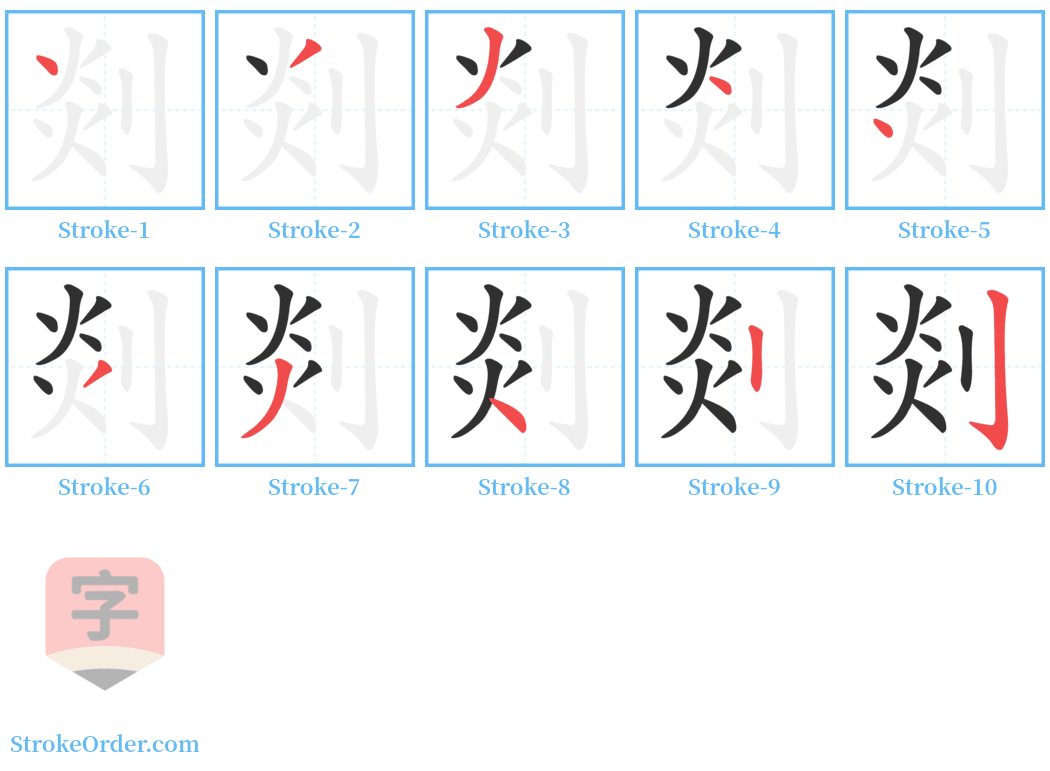 剡 Stroke Order Diagrams