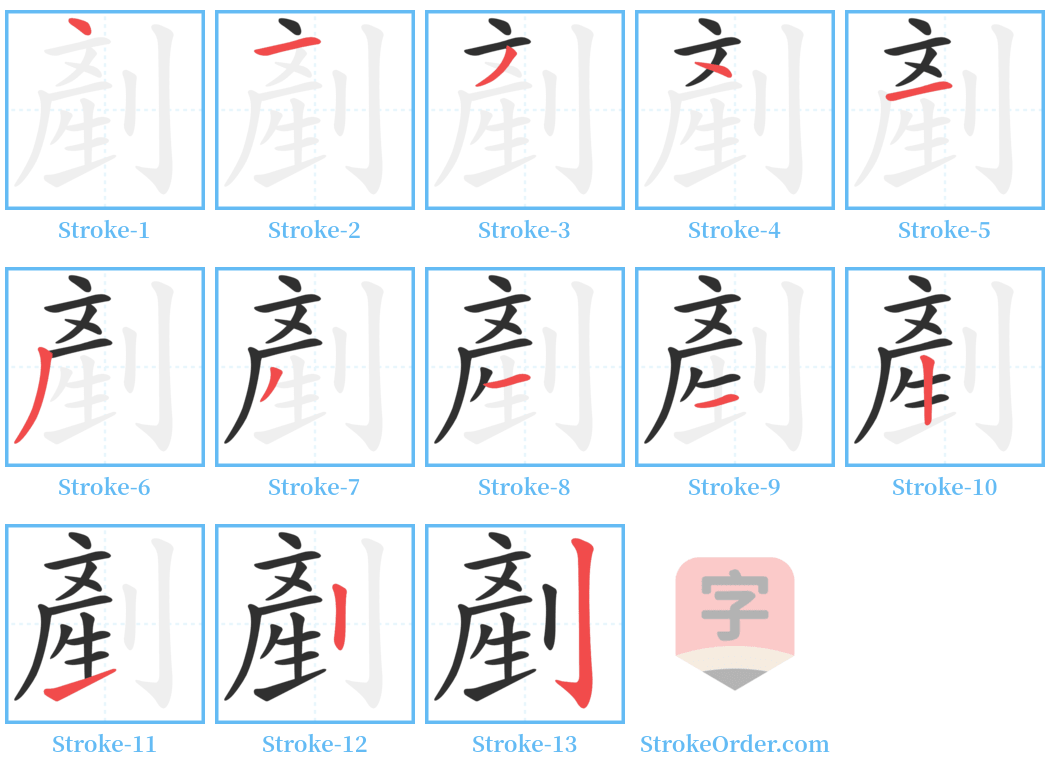 剷 Stroke Order Diagrams