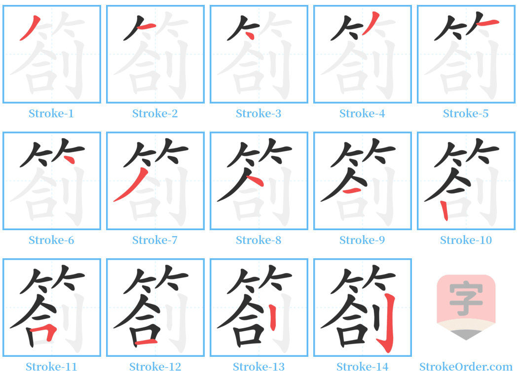 劄 Stroke Order Diagrams