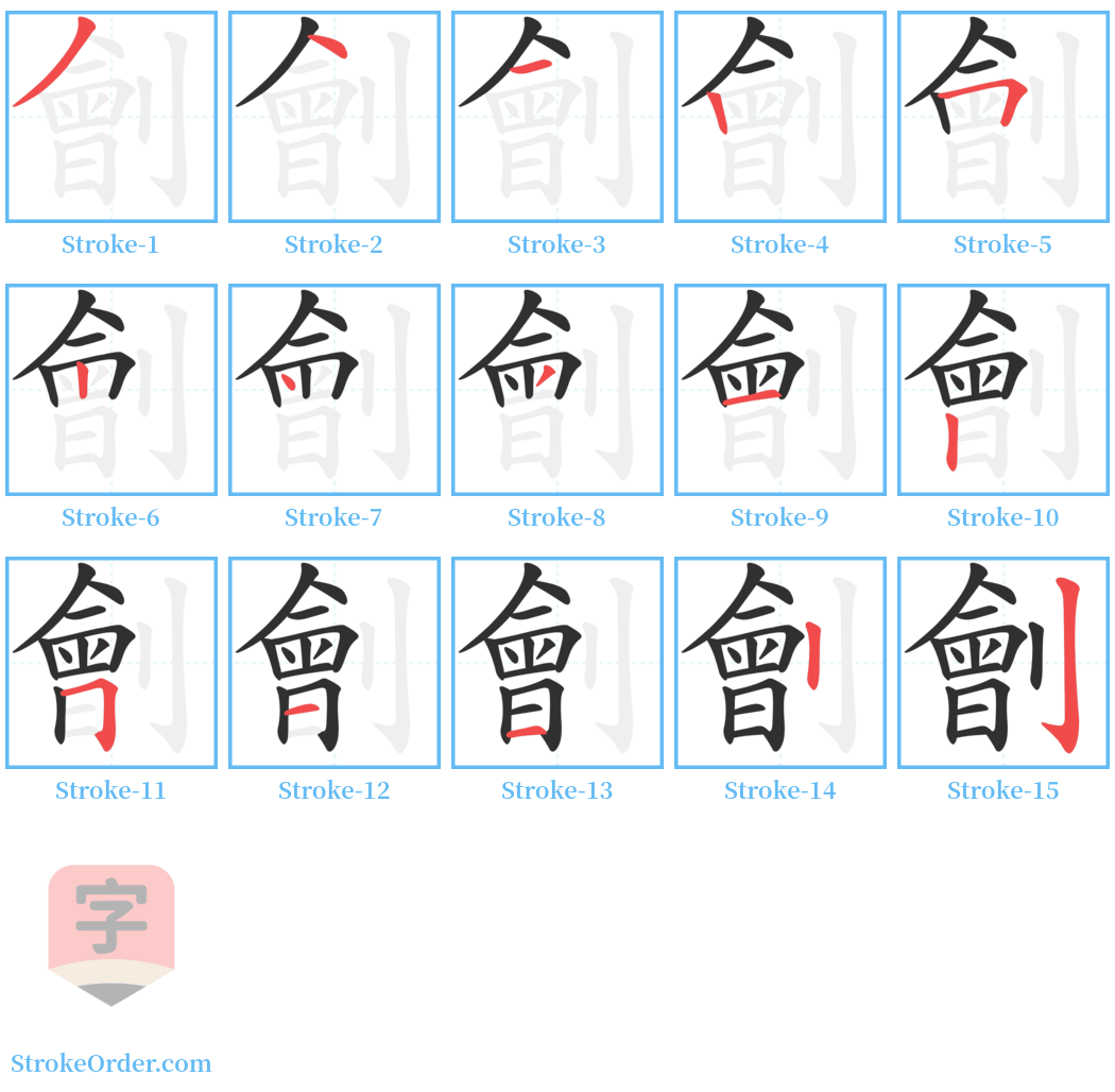 劊 Stroke Order Diagrams