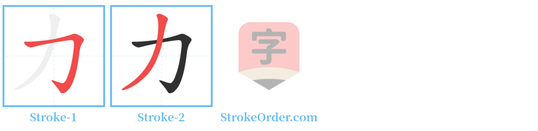 力 Stroke Order Diagrams