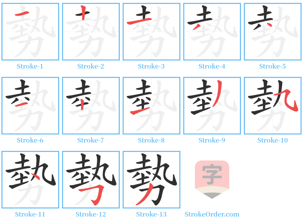 勢 Stroke Order Diagrams