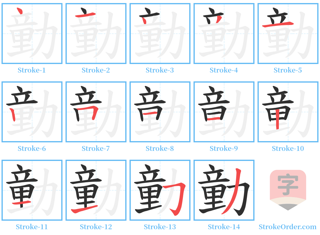 勭 Stroke Order Diagrams