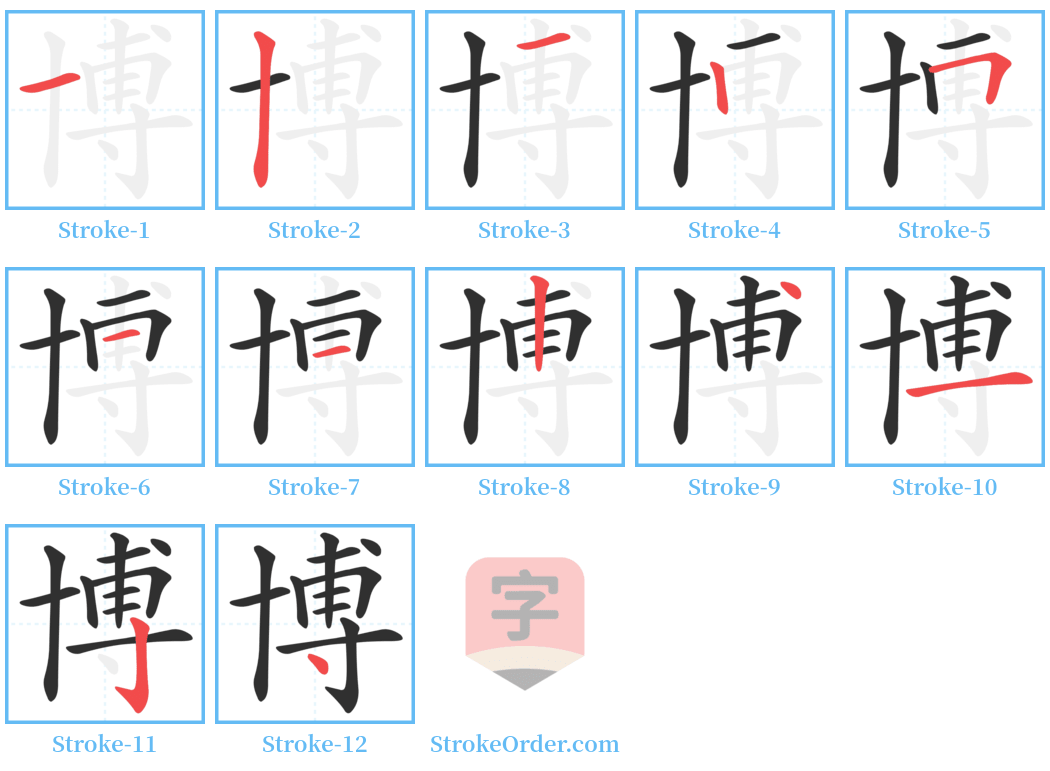 博 Stroke Order Diagrams