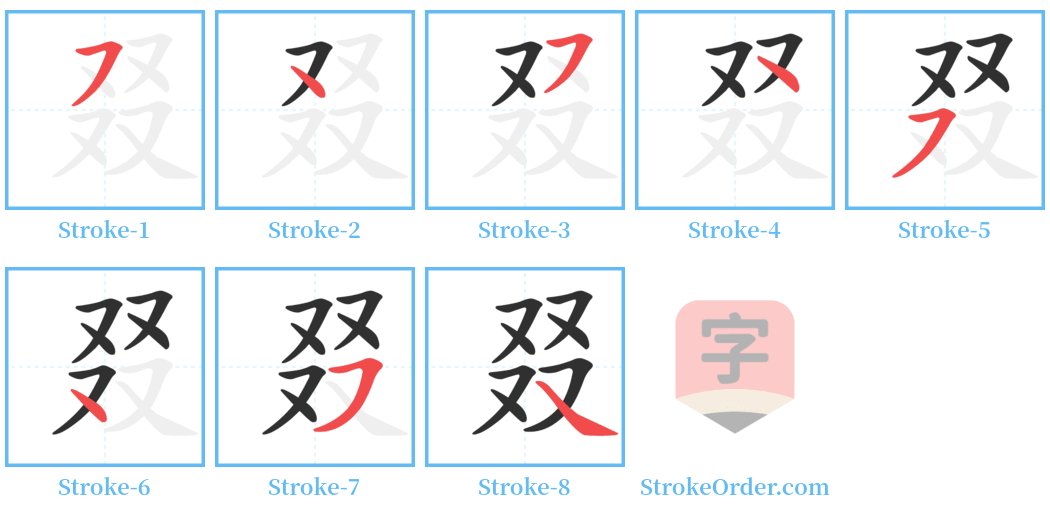 叕 Stroke Order Diagrams