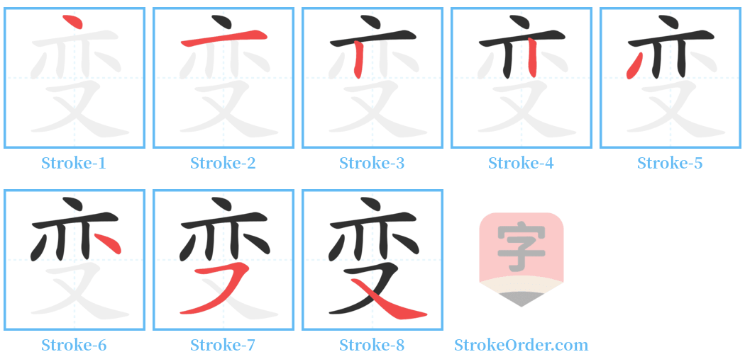 变 Stroke Order Diagrams