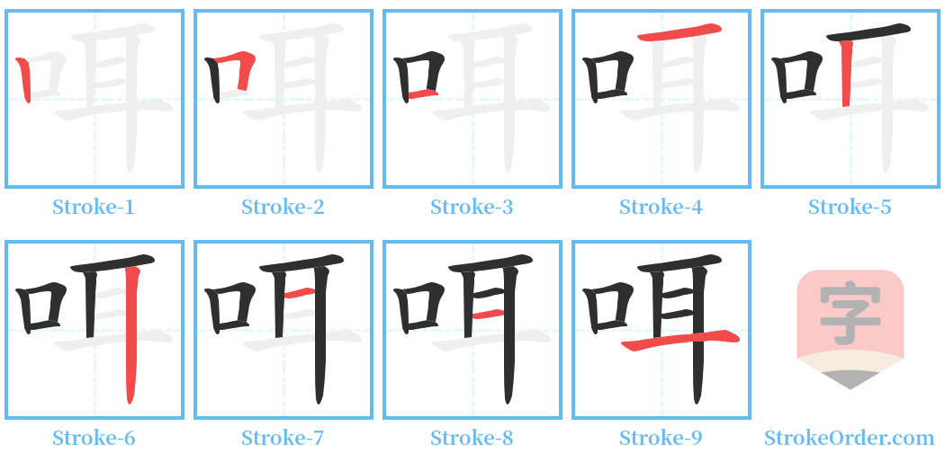 咡 Stroke Order Diagrams