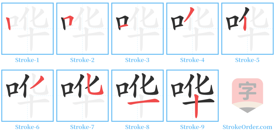 哗 Stroke Order Diagrams