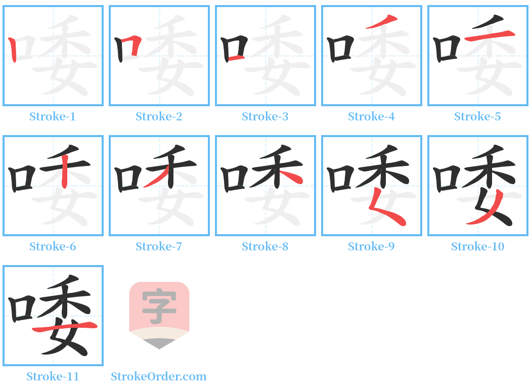 唩 Stroke Order Diagrams