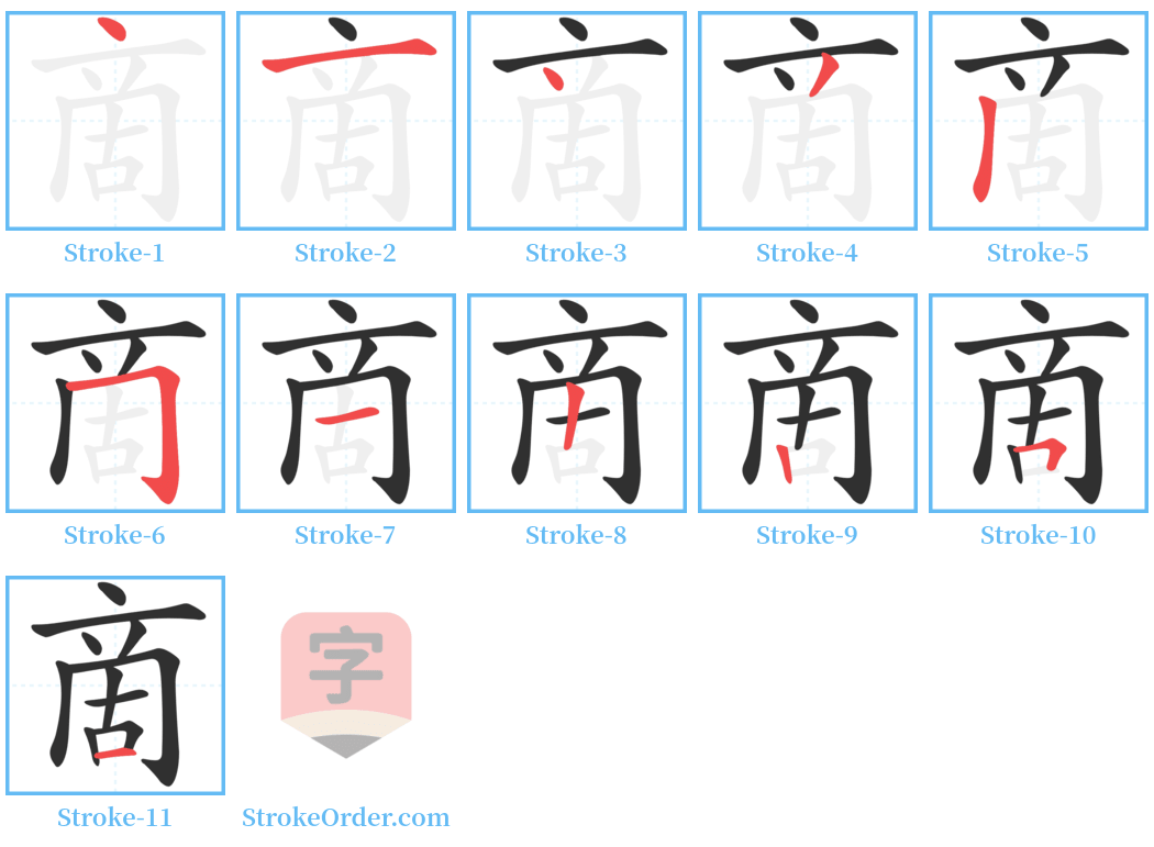 啇 Stroke Order Diagrams