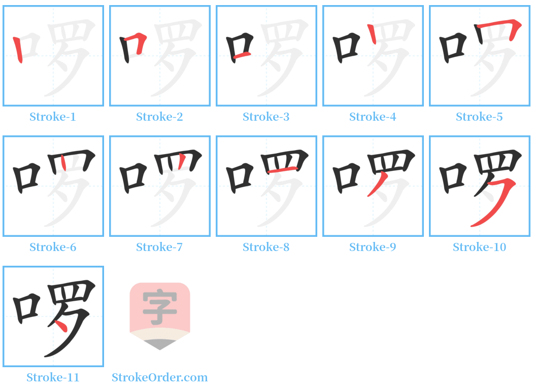 啰 Stroke Order Diagrams