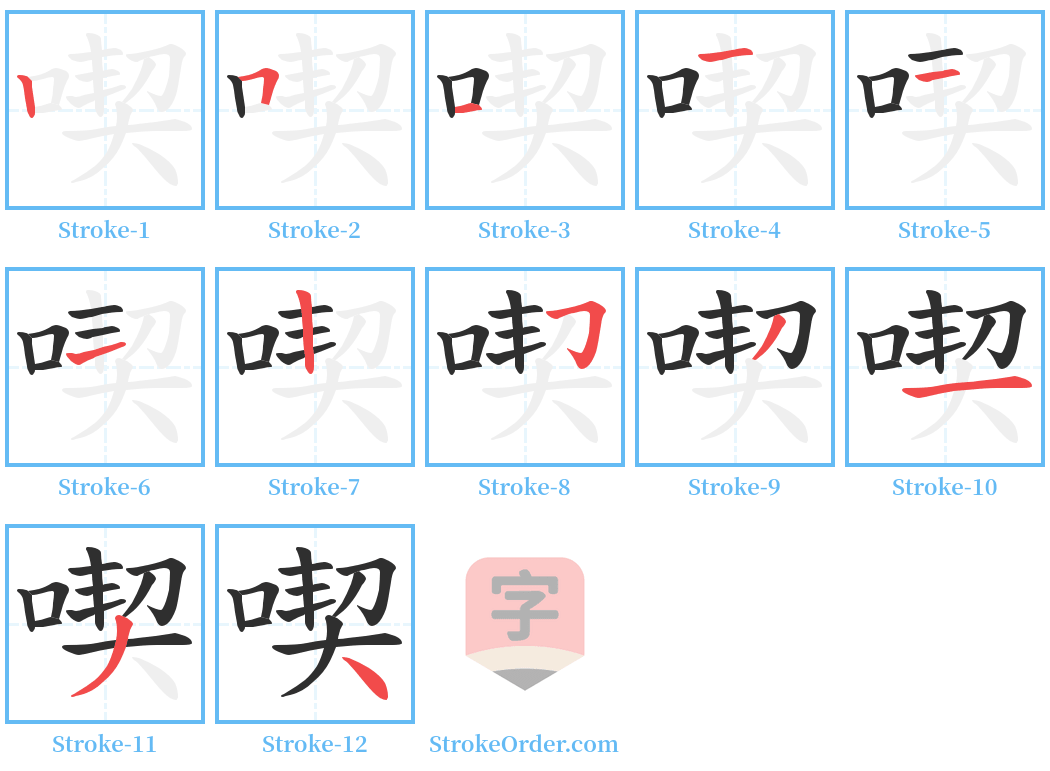 喫 Stroke Order Diagrams