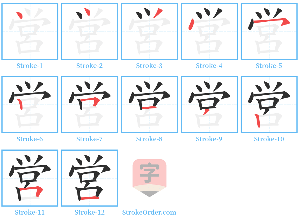 営 Stroke Order Diagrams