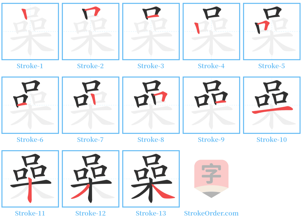 喿 Stroke Order Diagrams