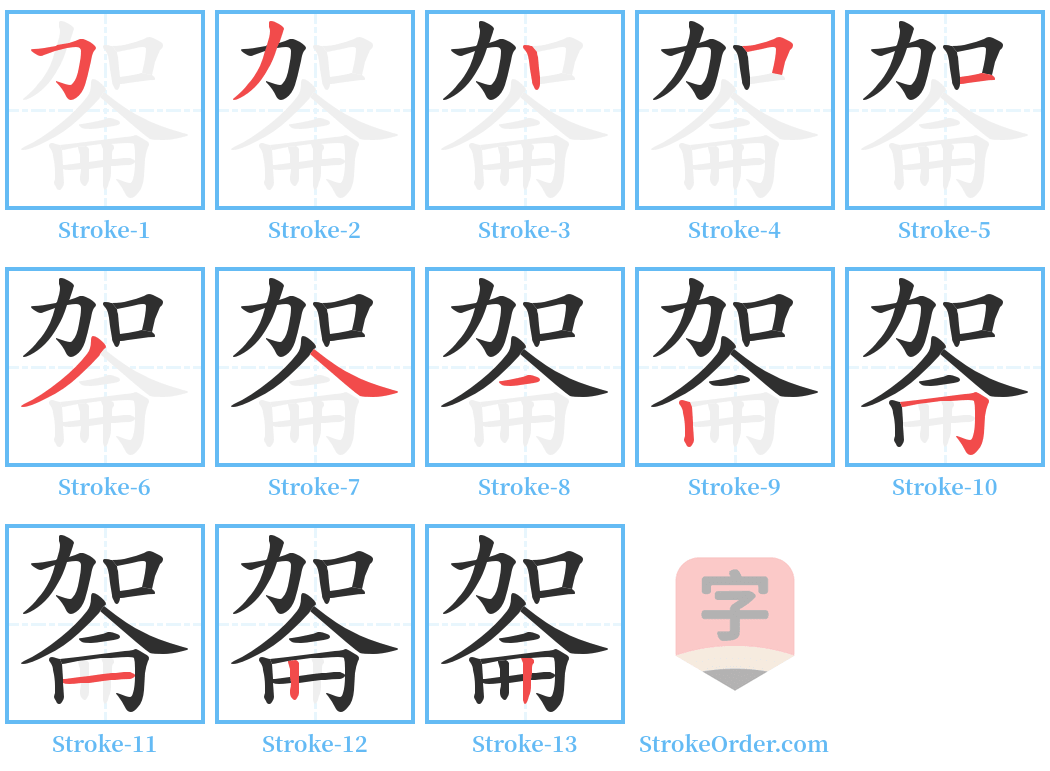 嗧 Stroke Order Diagrams