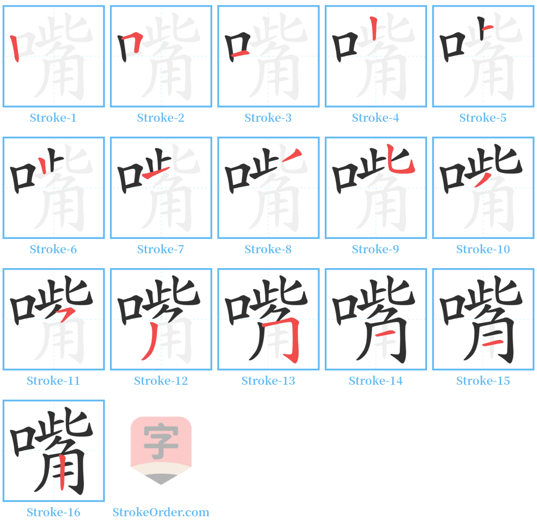 嘴 Stroke Order Diagrams