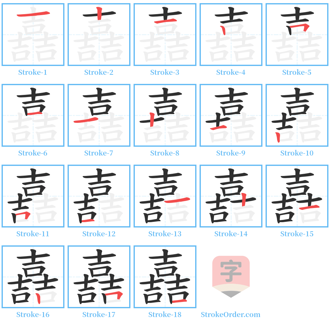 嚞 Stroke Order Diagrams