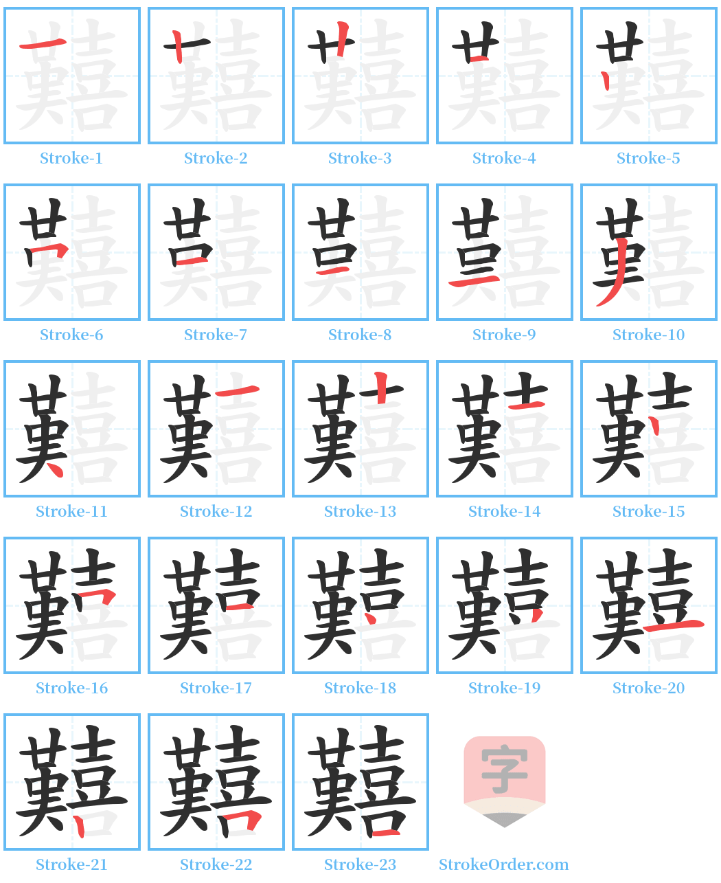 囏 Stroke Order Diagrams