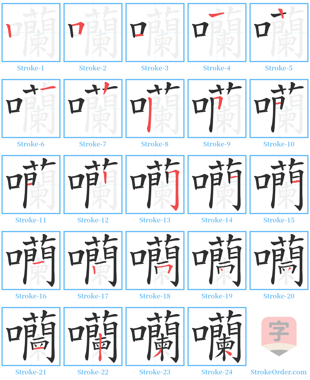 囒 Stroke Order Diagrams