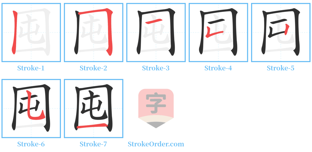 囤 Stroke Order Diagrams