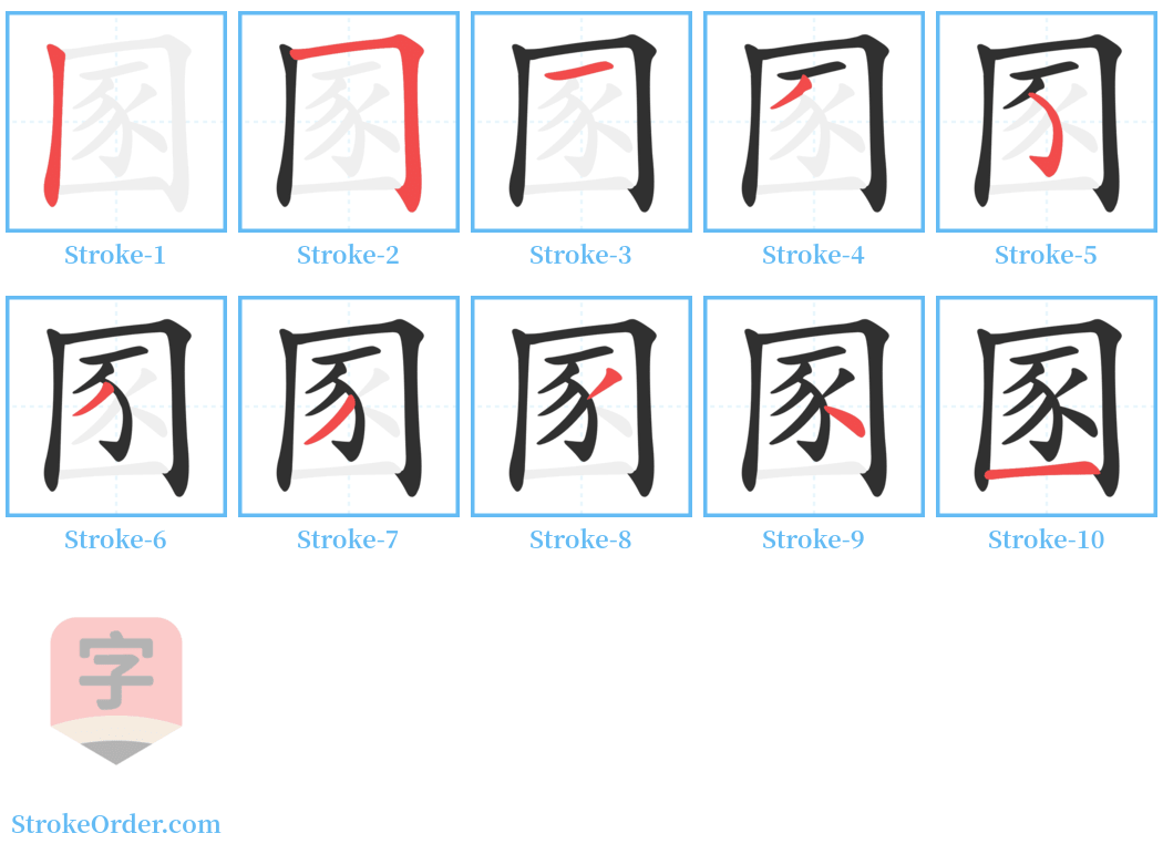 圂 Stroke Order Diagrams