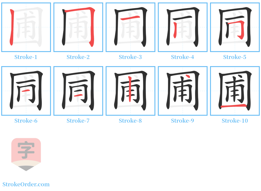 圃 Stroke Order Diagrams