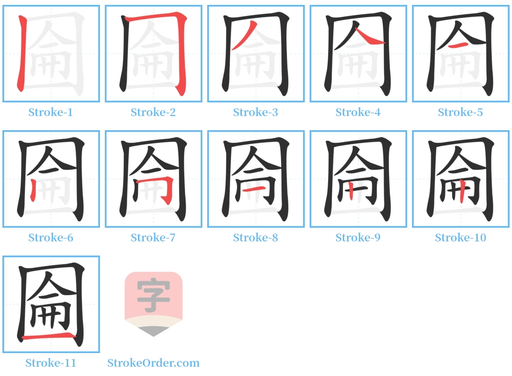 圇 Stroke Order Diagrams